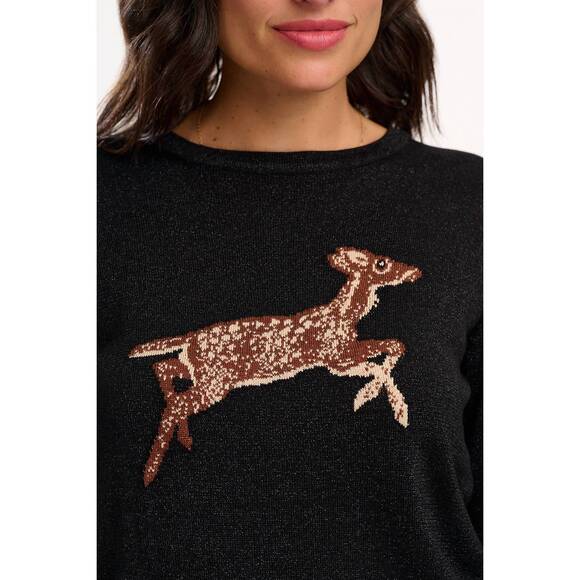 NEW SUGARHILL rowena long sleeve jumper in black sparkling deer - Picture 4 of 4